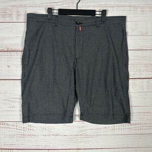 32 Bar Blues Shorts Mens Seersucker Chino Sz 38 9.5" Inseam Gray Striped Cotton